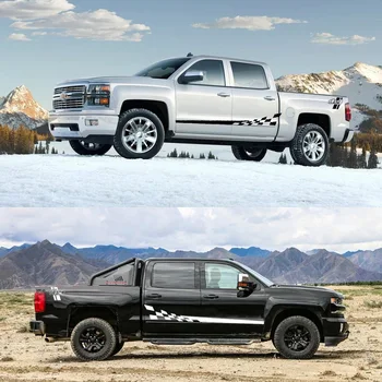 

4pcs Sets Decal Sticker Side Stripes Graphics "L" Racing 4x4 Off Road For Chevrolet Silverado