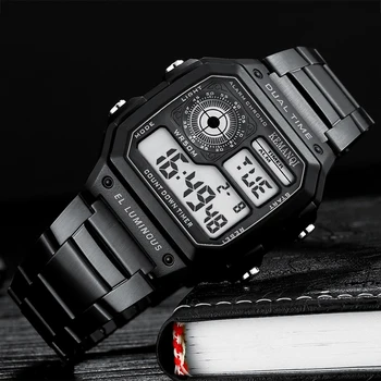 

Men Sports Watches Waterproof Stainless Steel Top Brand Luxury Male Electronic Digital Watch Men Clock Relogio Masculino D30
