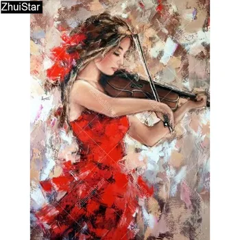 

Full Square Drill 5D DIY Diamond Painting "Girl playing a violin" 3D Embroidery Cross Stitch Rhinestone Mosaic Decor Y4