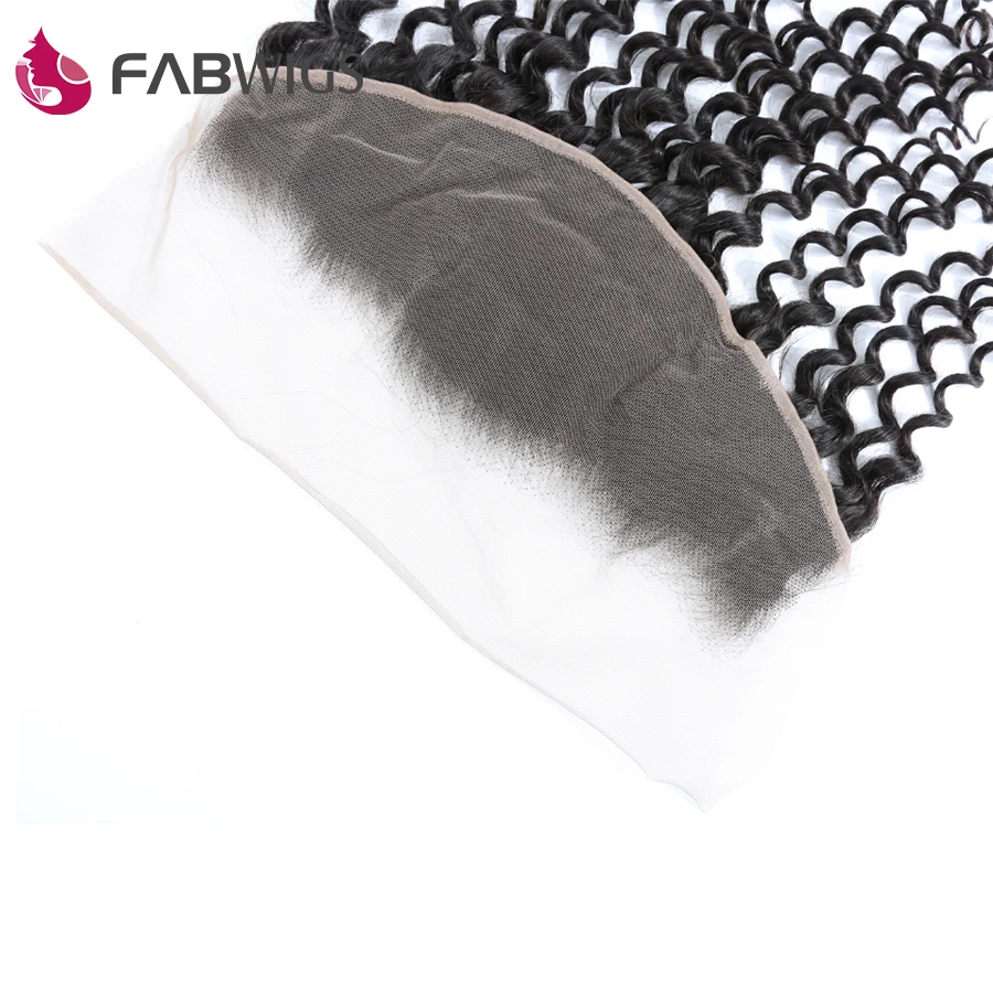 Fabwigs Brazilian Deep Wave Lace Frontal Closure Pre Plucked 100% Human Remy Hair 13x4 Lace Frontal with Baby Hair Free Shipping