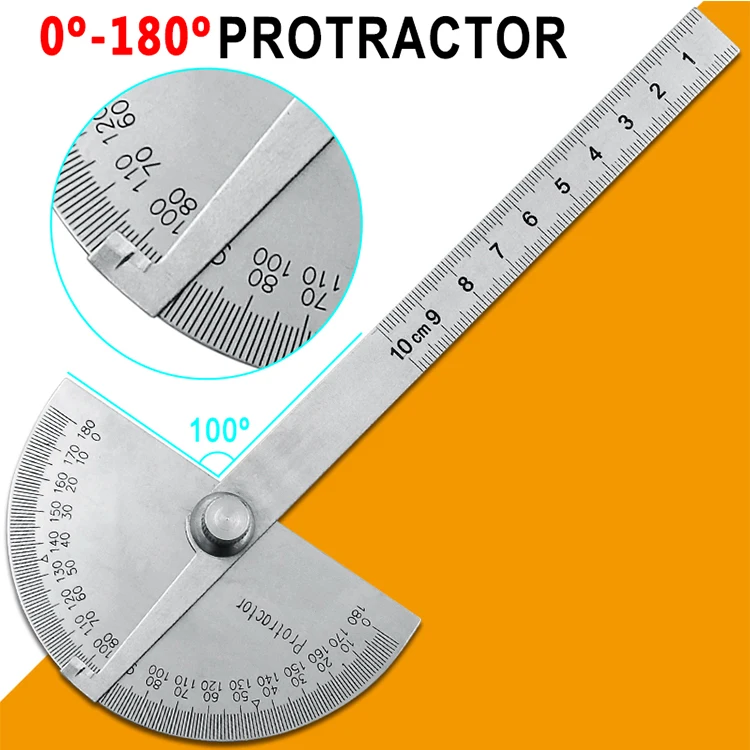 180° Protractor Round Head Angle Finder Rule Ruler Machinist Tools 150x300mm 