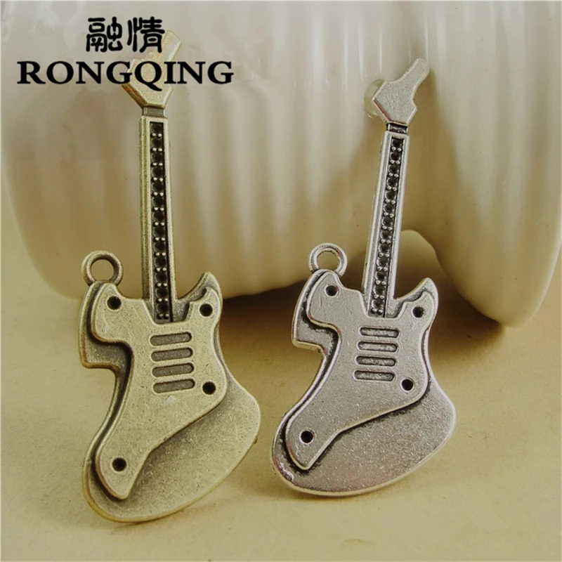 

RONGQING 74*28MM 10pcs/lot Guitar Pendants Necklace Metal Charms Lots Handmade Accessories