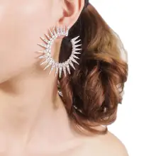 Трендовые серьги-гвоздики, стразы, Ретро стиль, модные ювелирные изделия для женщин, металлические геометрические массивные большие серьги UKMOC