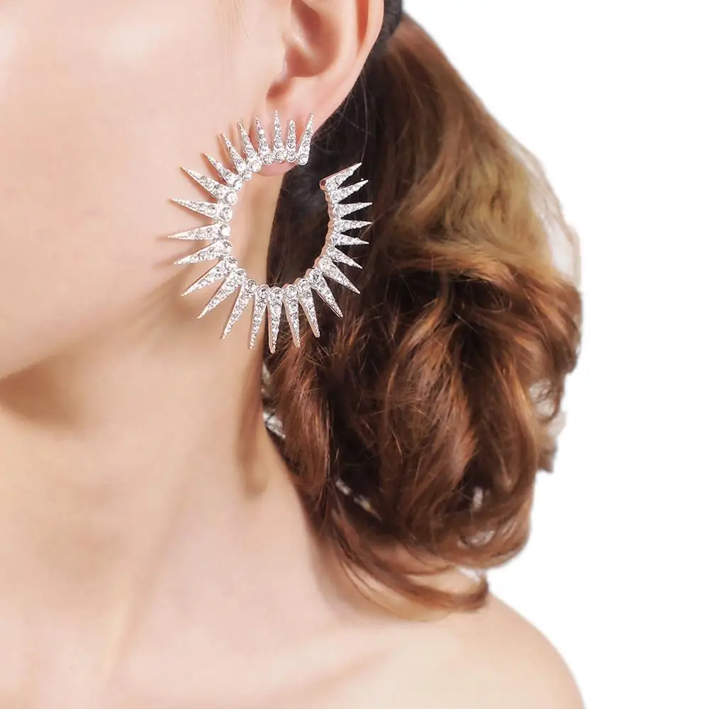 

Trend Rhinestone Stud Earrings Vintage Fashion Jewelry Women Metal Geometric Statement Big Earrings UKMOC