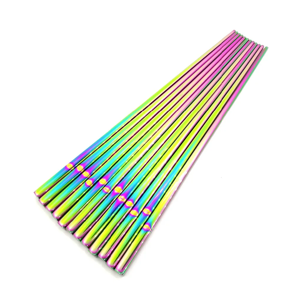 

Rainbow Chopsticks Tableware Food Grade Top 304 Mirror Polished Stainless Steel Chopsticks Chinese Tableware Length 24cm 1pair