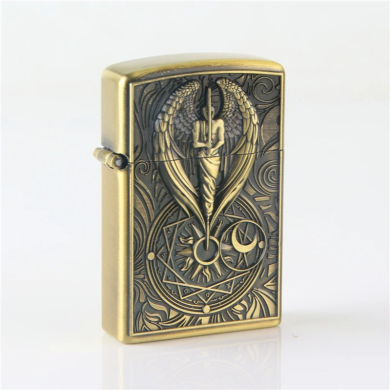 

Cigarette Accessories Simple fashion Butane gas metal lighter Square Protruding carved totem Windproof torch cigar lighters