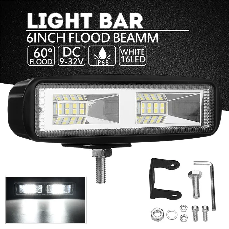 

6inch LED Work light Floodlight 12V 24V White Car FrontDriving Lamp With Bracket Universal 48W Tail Work light