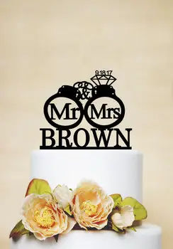 

Handcuffs Wedding Cake Topper,Mr & Mrs Cake Topper With Last Name
