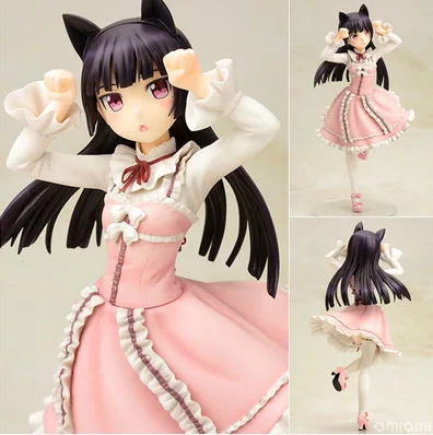 

PVC Oreimo Anime Figure Sexy Pink Black Cat Kuroneko Sweet Lolita Ruri Gokou Doll Model Toy Girl Gift 22cm