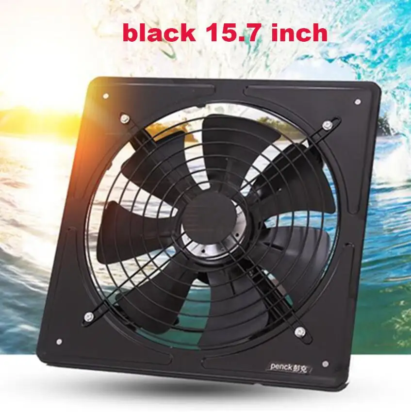 220 В 11,8~ 15,7 дюймов вытяжной вентилятор высокоскоростной воздушный вытяжной оконный вентиляционный вентилятор для кухни вентилятор осевой промышленный настенный вентилятор - Цвет: black 15.7 inch