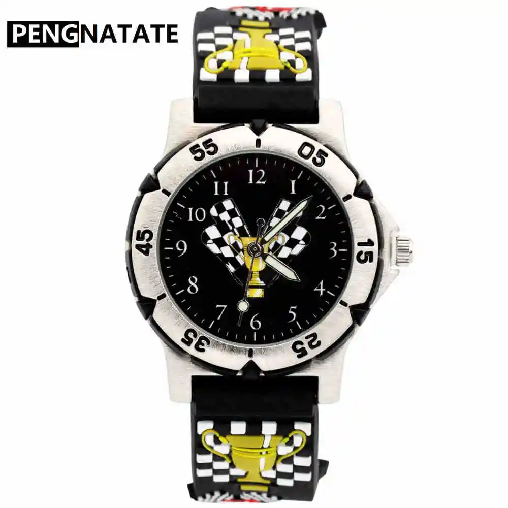 

PENGNATATE Fashion Children Quartz Watch Boys Cartoon Gift Clock 3D Karting Kids Watches Silicone Bracelet Wristwatch Waterproof