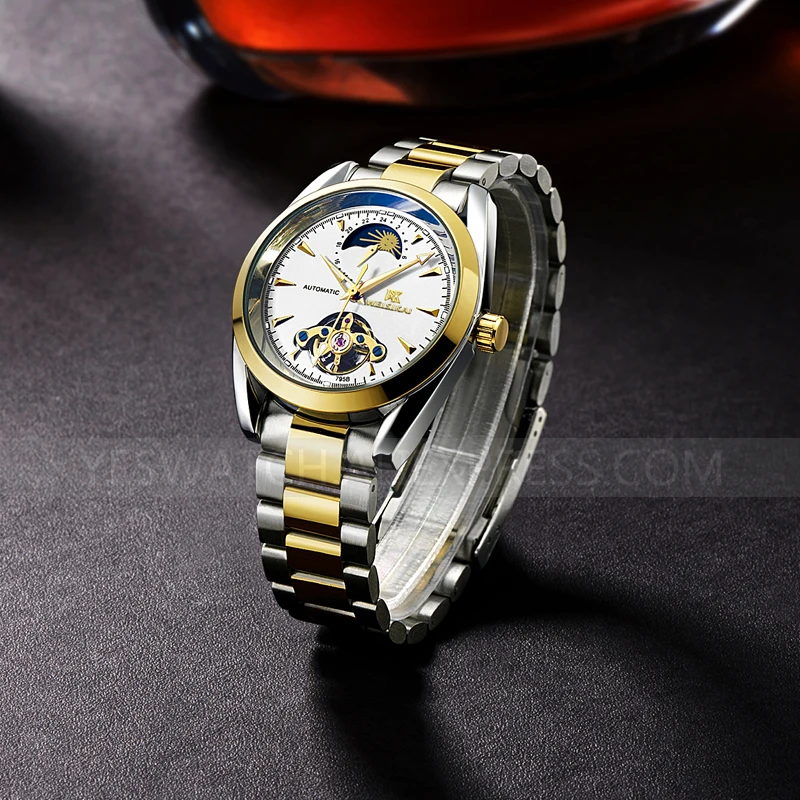 Классические Механические мужские деловые часы лучший бренд класса люкс высокого качества Moon Phase автоматические наручные часы Relogio Masculino Relojes