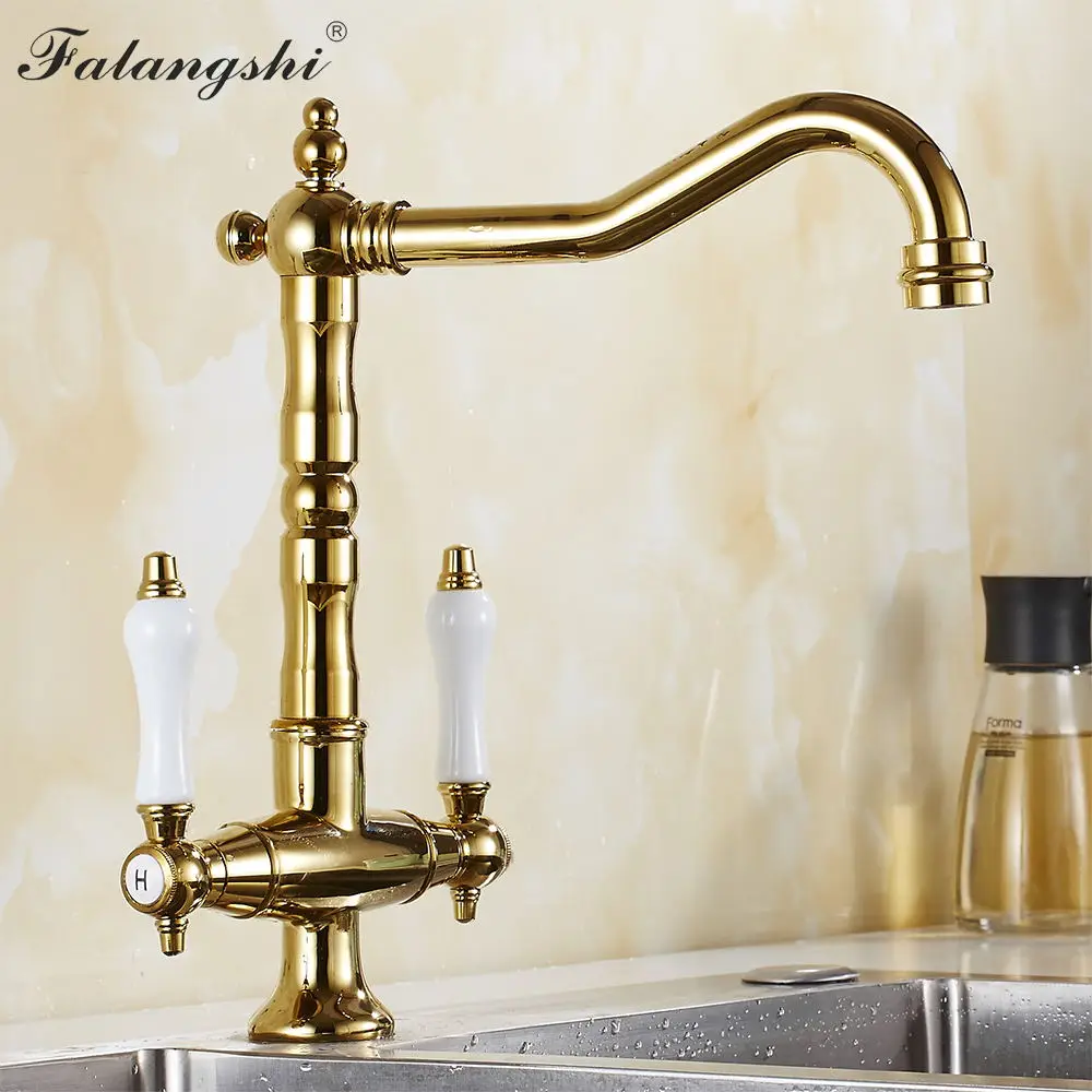  Kitchen Sink Mixer Faucets Multi Color Hot And Cold Deck Mounted 360 Degree Rotation Dual Handle Ki - 33031778339