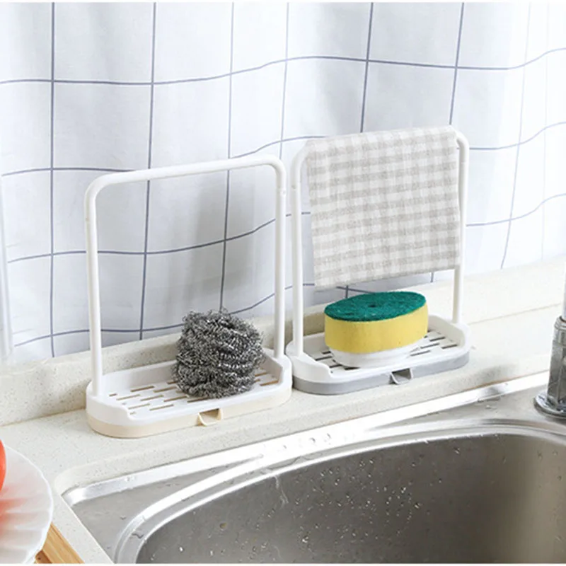 1PC Kitchen Sink Cleaning Tools Racks Plastic Drain Sponge Towel Rack Holderin Storage Holders