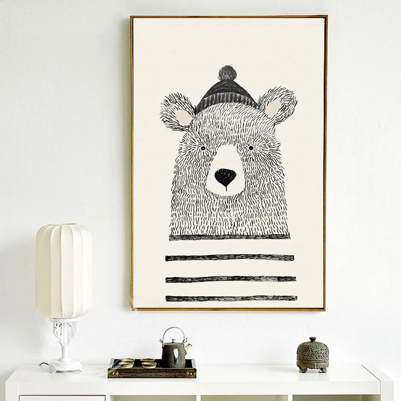 NICOLESHENTING-Nordic-Art-Bear-Fox-Canvas-Poster-Painting-Cartoon-Animal-Wall-Picture-Print-Children-Baby-Room (3)