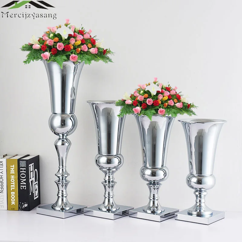 10pcs Tabletop Vase Wedding Flower Vase/stand Table/wedding Centerpieces Silver Flowers/floor