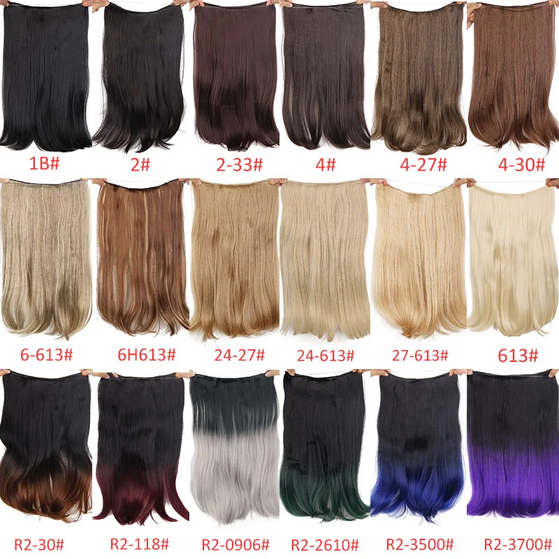 AISI BEAUTY Natural No Clips in Hair Extensions Long Synthetic Fish Line Straight Hair Extensions Secret Invisible Hairpieces
