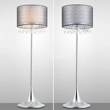 Современные D1" X H64" ткань кристалл Гостиная торшеры Chrome Спальня Пол Свет кабинет домашние тапочки земли приспособление