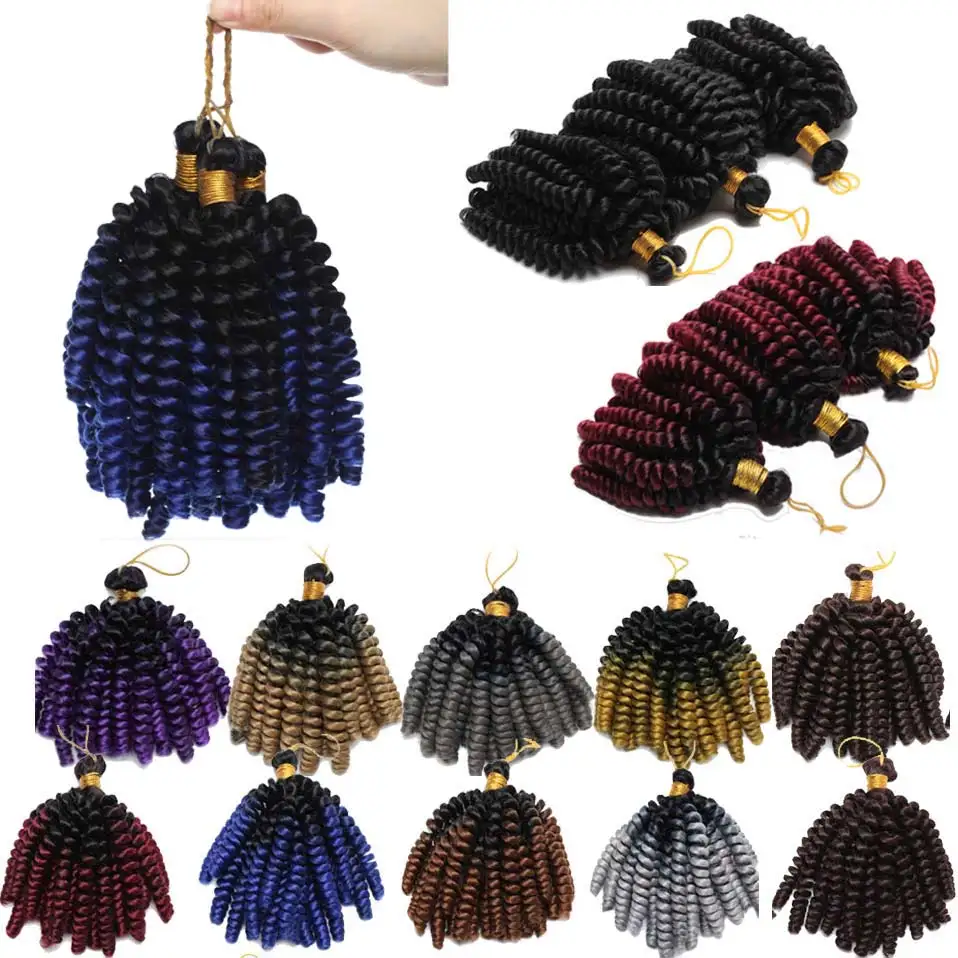 

SNOILITE 6" Ombre Jumpy Wand Curly Crochet Hair Braids Synthetic Kinky Curly Twist Braiding Hair Extensions For Black Women