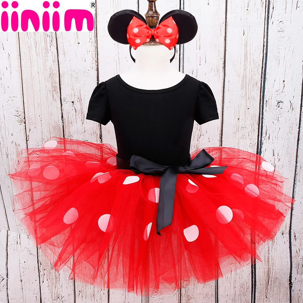 iiniim Kids Baby Girls Minnie Mouse Tutu Dress with Ear Headband Carnival Party Fancy Costume