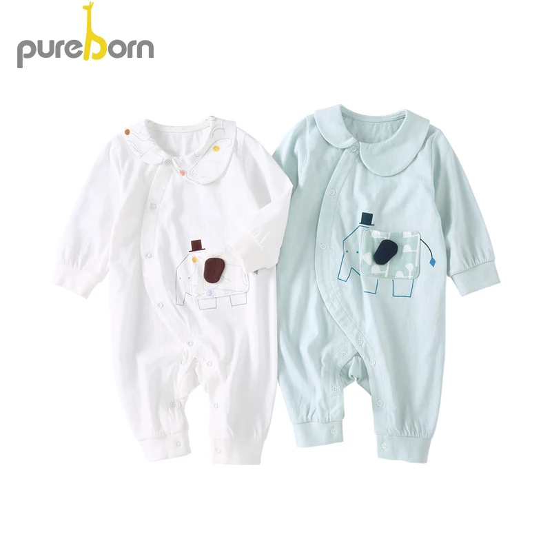Pureborn/комбинезон для новорожденных мальчиков и девочек; комбинезон с длинными рукавами для малышей; одежда для малышей; весенне-осенняя одежда