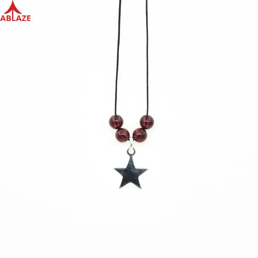 

January Birthstone Pendant Chokers Necklaces Adjustable Rope Chains 925 Silver Star Charms Natural Garnet Jewelry Women #k001n