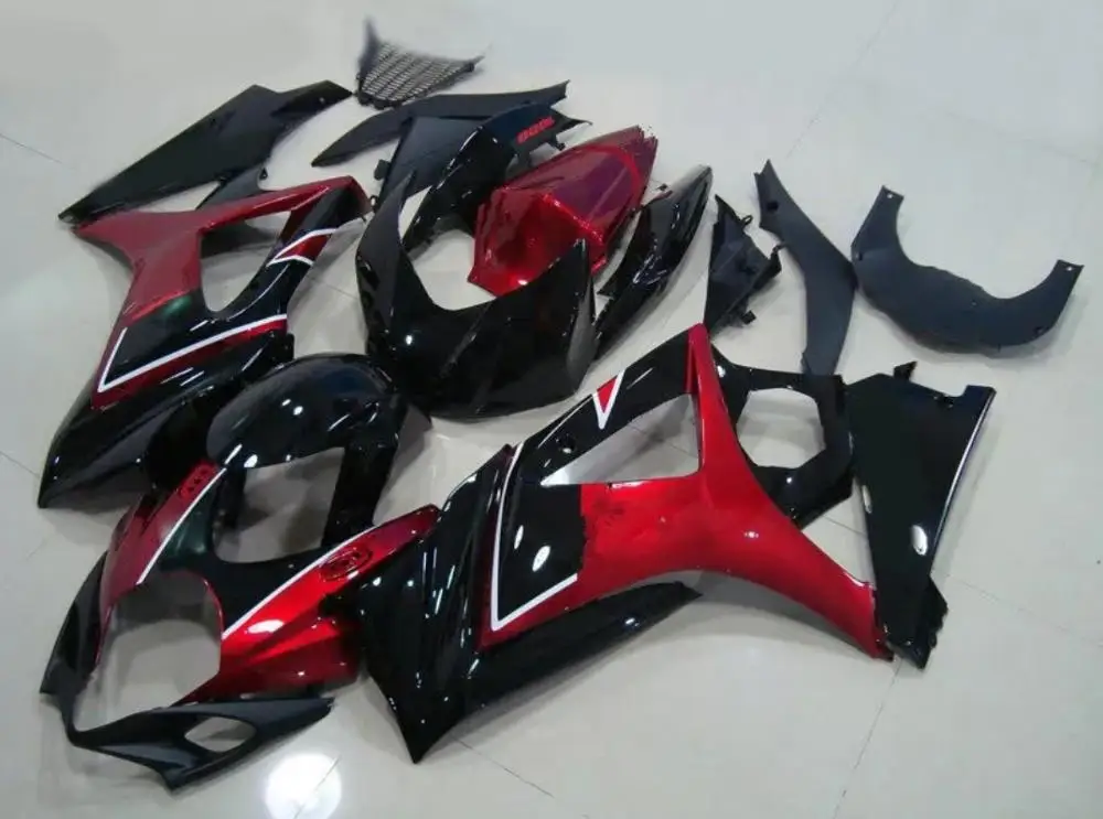 

Bodywork fairings for Suzuki GSXR1000 GSX-R1000 2007 2008 K7 GSXR 1000 07 08 glossy red black fairing set AQ41