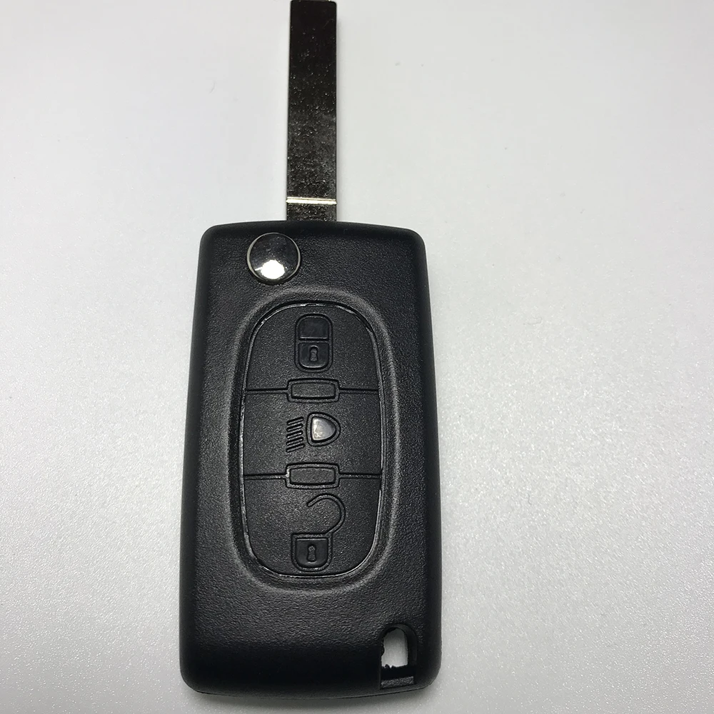 

3 Button Folding Remote Key Case For Peugeot 307/407 With Light Button VA2 Blade(No Groove) With Sticker Free Shipping