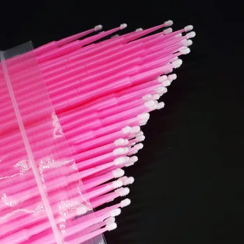 

100 Pcs Disposable Medium Size Brushes Swab Lint Free Micro Brushes Eyelash Extension Tool Lash/Glue Removing Tool Pink Or Green
