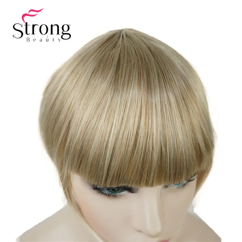 StrongBeauty Synthetic Hair Thin Neat Air Bangs Clip In Fringe Front Hair Temple Bangs Hair Extensions Hair Piece COLOUR CHOICES