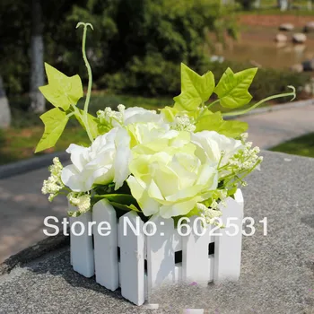 

hibiscus suits DIY wooden fence suits Silk Roses bride holding rose flower Wedding Bouquet Artificial Flowers 4 Colors Available