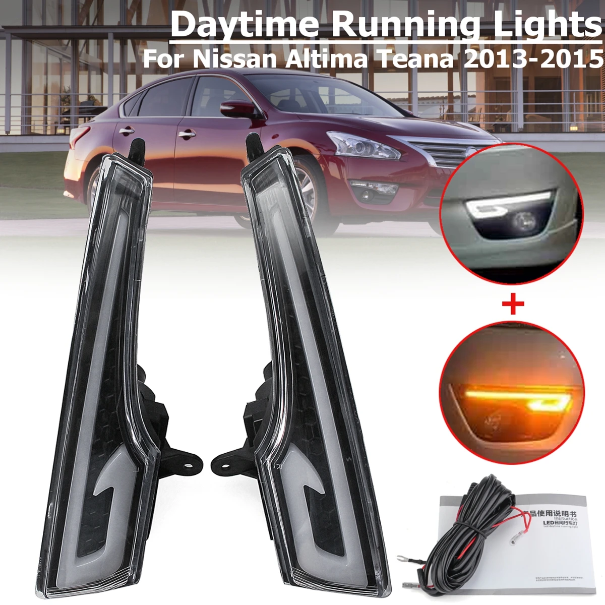 1Pair Car LED DRL Daytime Running Lights for Nissan Altima Teana 2013