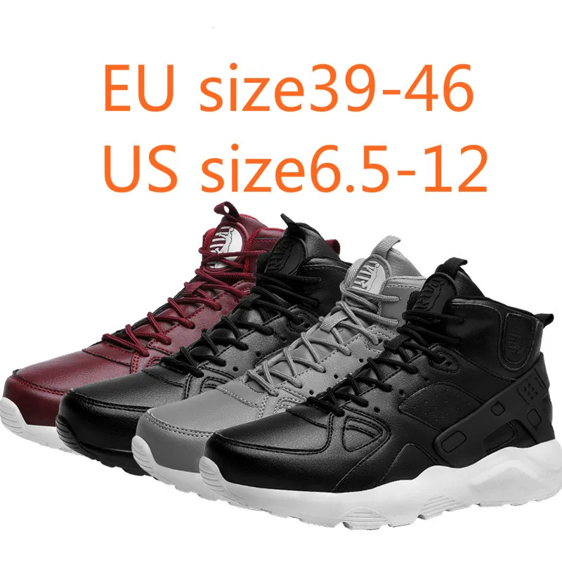 

sneakers men 2018 spring new high leather basketball shoes outdoor anti vibration anti slip fitness men's shoes big code 39-46