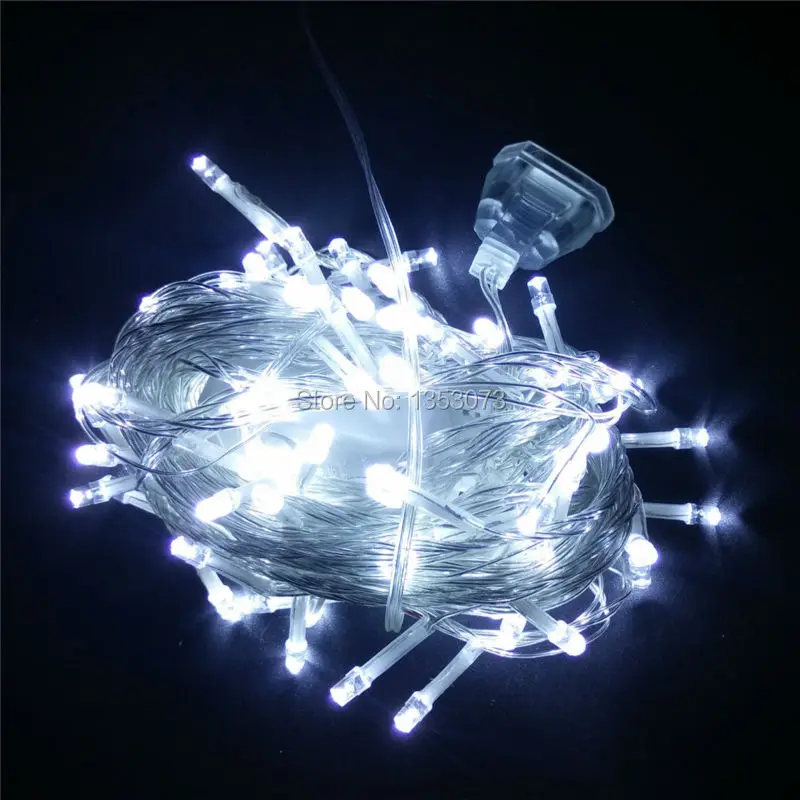 Multicolour 100 LED String Light 10M 220V 110V Decoration Light for Christmas Party Tree Wedding With 8 Modes cordoes de LED - white
