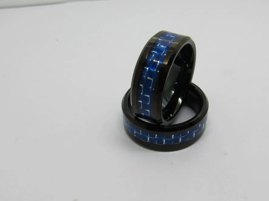 blue and black wedding rings