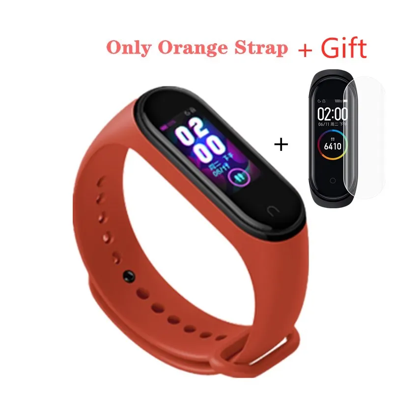 Orange Xiaomi mi ремешок 4 силиконовый сменный Браслет для Xia mi Band 4 mi Band 4 ремешок для часов Xiao mi Watch Band 4 ремешок+ пленка - Цвет: Orange