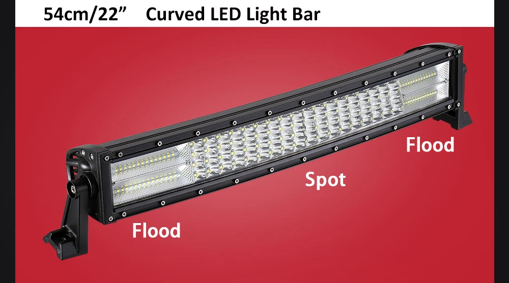 Weketory 22/32/42 дюймов изогнутый светодиодный бар Quad строкавнедорожник светодиодный рабочий светильник для тягача внедорожника 4WD 4x4 автомобиль, грузовик ATV внедорожник