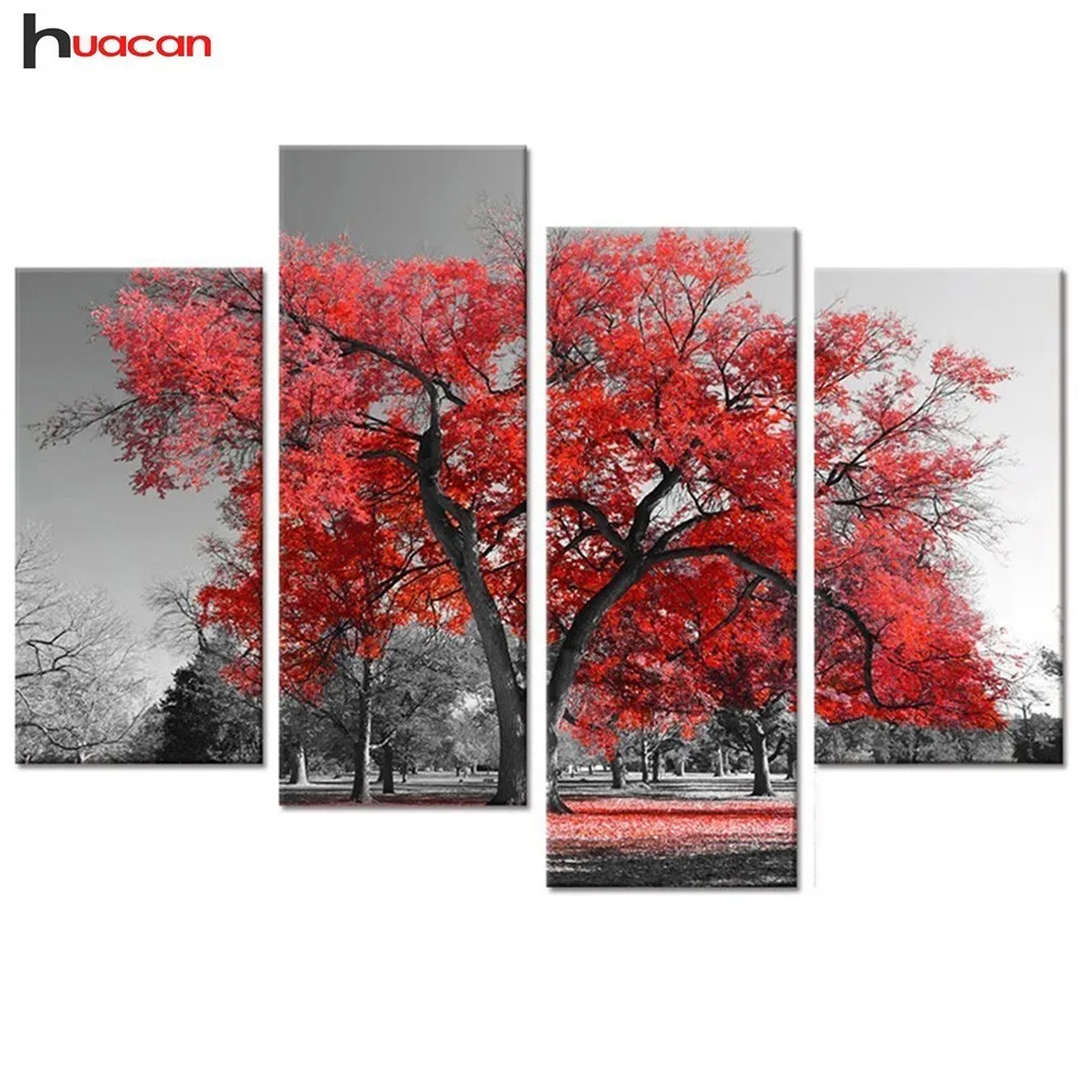 

5d Diy Diamond Painting Natural Scenery Tree Full Round Diamond Embroidery Mosaic Triptych Home Decor