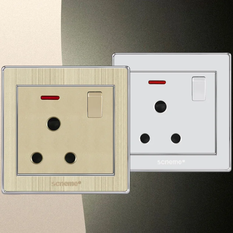 3 Hole Power Socket US Standard Wall Plate With Light Switch Push Button Outlet
