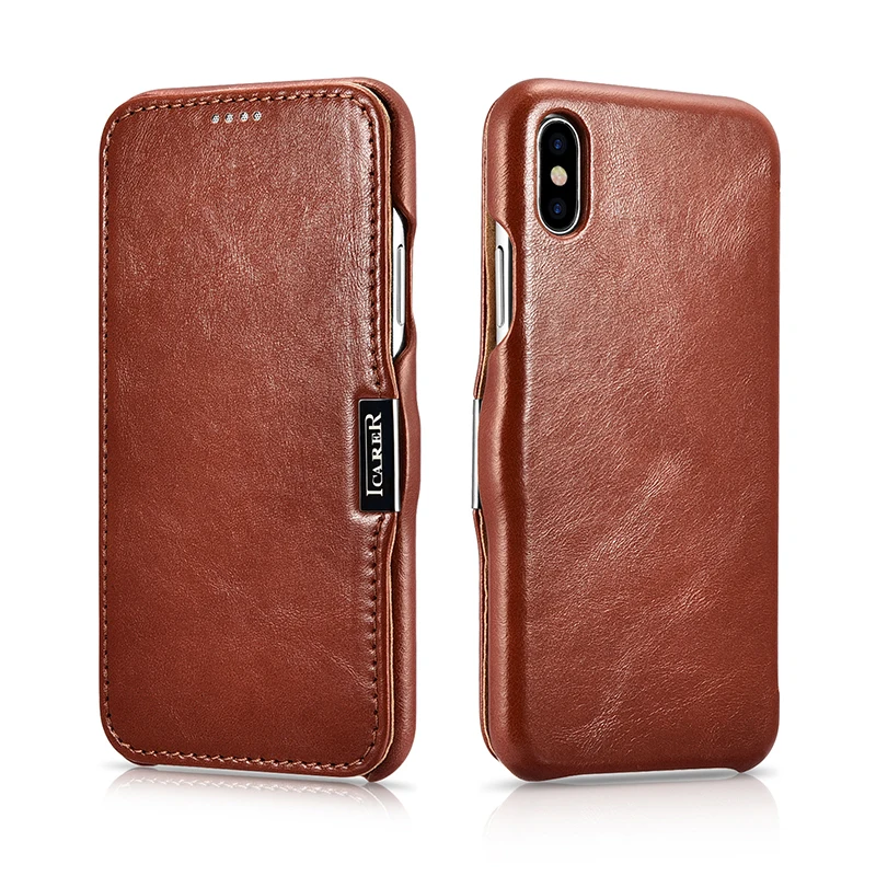 Оригинальный чехол ICARER из натуральной кожи для Apple iPhone X XS Max роскошный Магнитный