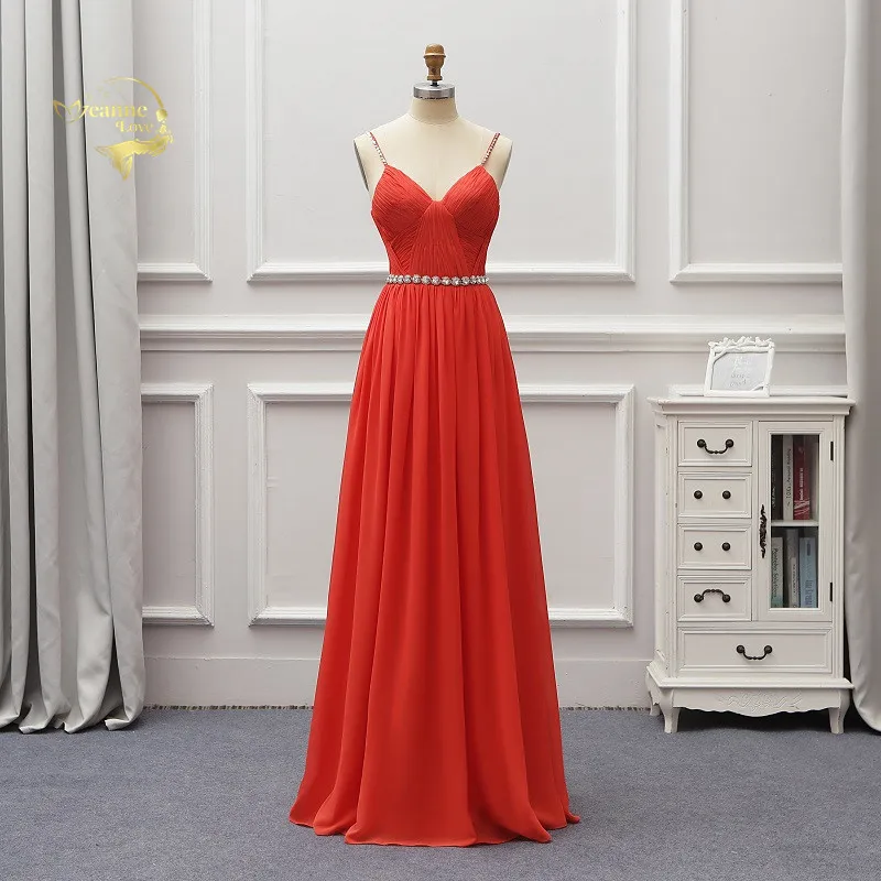 

Vestido De Festa Longo Red Elegant Evening Dresses Chiffon Spaghetti Strap Women Brides Long Formal Party Gowns EV018