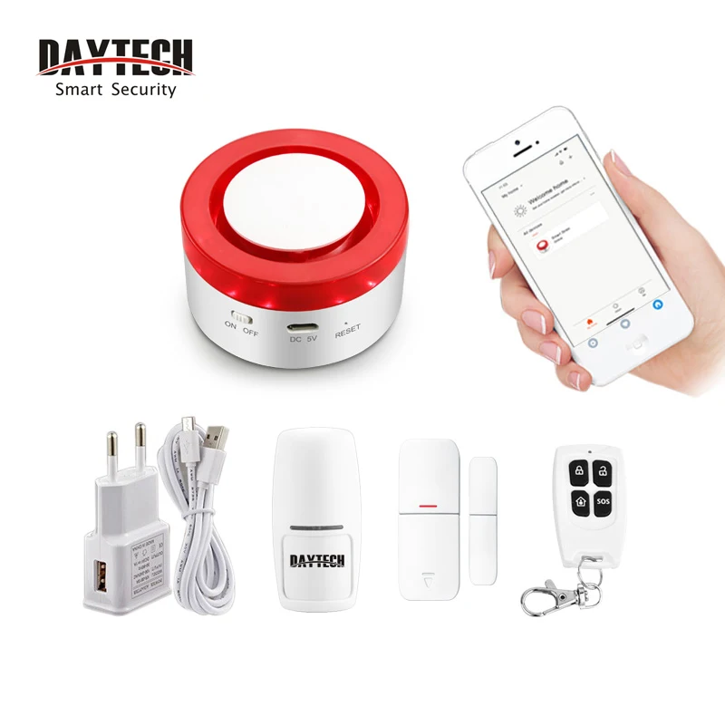 DAYTECH Wireless WiFi GSM Alarm 433MHZ Host Smart Siren Motion Detector PIR Home Security System DIY Alarm Systems APP Remote DAYTECH Wireless WiFi GSM Alarm 433MHZ Host Smart Siren Motion Detector PIR Home Security System DIY Alarm Systems APP Remote