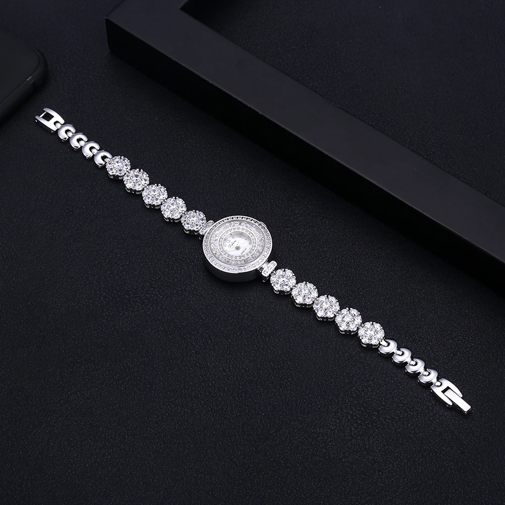 Часы браслет с циркониевыми элементами AAA в виде листика австрийскими