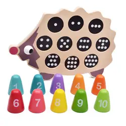 Деревянный Математические Игрушки для 3 лет дети мультфильм Ежик деревянные головоломки Монтессори игрушечные лошадки обучения памяти