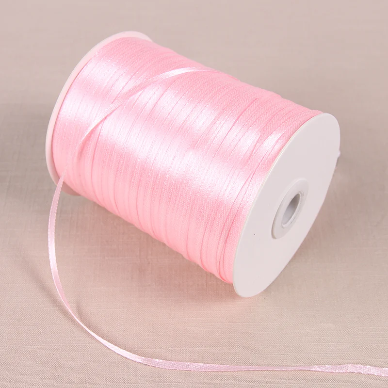 3 мм атласные ленты 22 м/лот DIY ручной работы товары для украшения свадьбы, дня рождения Подарочная упаковка белые ленты - Цвет: Светло-розовый