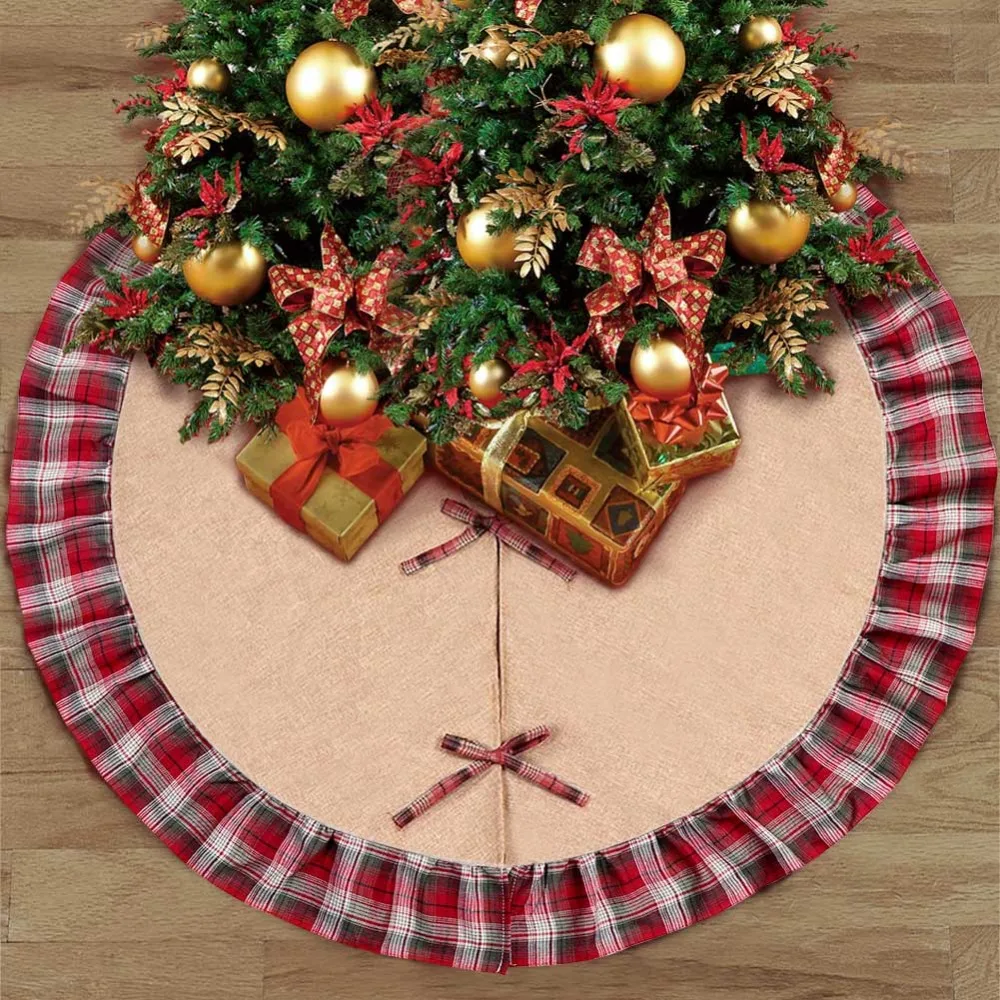 Ourwarm/2 шт., красные юбки с рождественской елкой, 48 дюймов, ковер с елкой, Новогоднее украшение, домашний наружный декор, navidad Envio Gratis