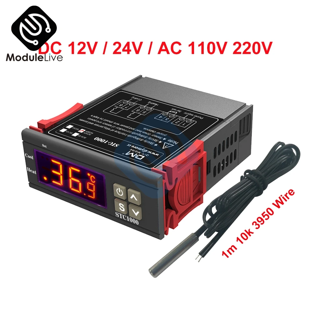 STC-1000 DC 12V 24V AC 110V 220V 10A светодиодный цифровой регулятор температуры термостат