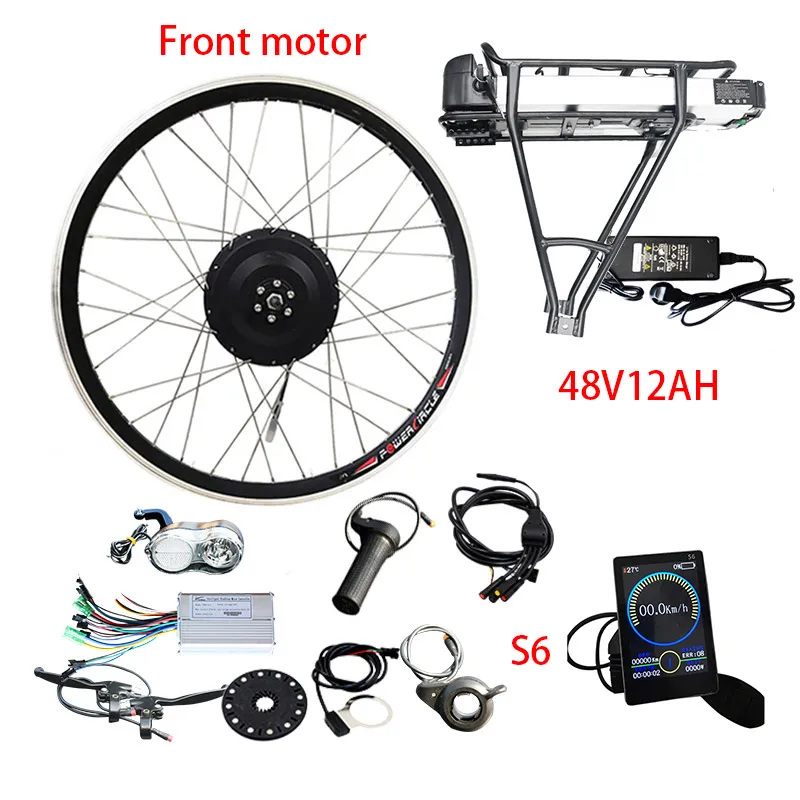 48V500W комплект для переоборудования электрического велосипеда с 48V12AH батареей для 2" 700C(28") моторное колесо электровелосипеда bicicleta eléctrica - Цвет: Front 48V12AHS6