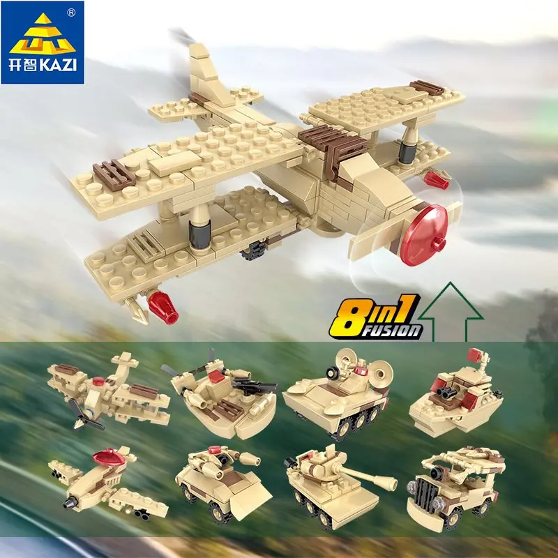 

Legoing Weapon Military 8 IN 1 Camel Armed Combat Craft Machine Building Blocks Field Army Fighter Educational Toys for Children