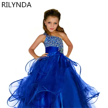 2-14 Ball Gown Kids Sequin Flower Girls Dress Kids Pageant Party Wedding Ball Gown Prom Princess Formal Occassion Girls Dress children girls new luxury birthday wedding party ball gown dress kids fashion pink blue color front shor back long pageant dress